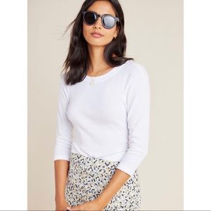 NWT Michael Stars White Shine Tee Anthro M/L